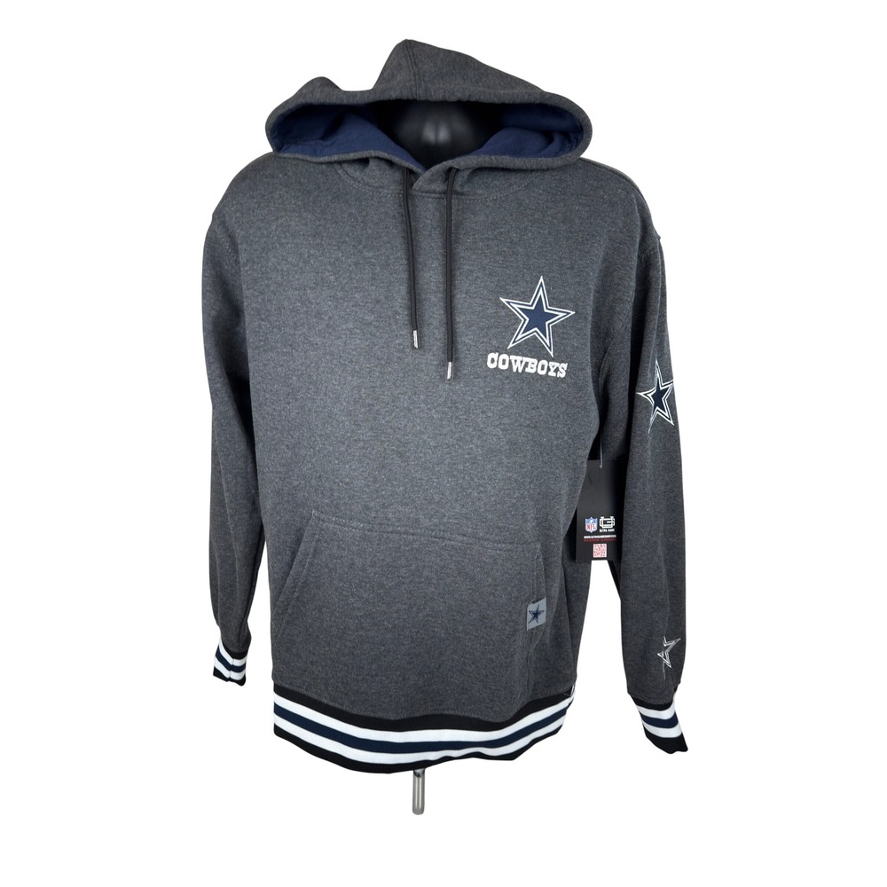 NFL Dallas Cowboys Mens Hoodie Charcoal Heather Fleece Pullover Embroidered New